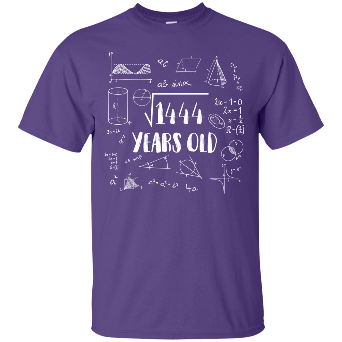 Square Root Of 1444 38th Birthday 38 Years Old Math T-shirt Purple