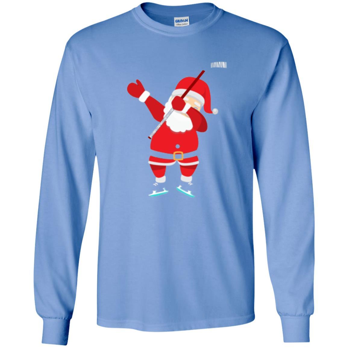 Christmas T-shirt Santa Claus Dabbing Hockey Carolina Blue