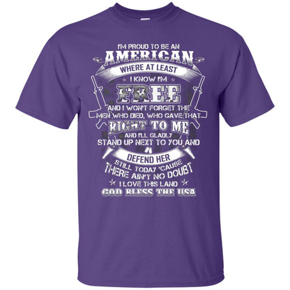 Im Proud To Be An American Where At Least I Know Im Free I Love My Land God Bless The Usa Purple
