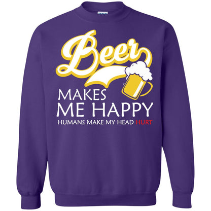 Beer Makes Me Happy Beer Lover T-shirt Purple