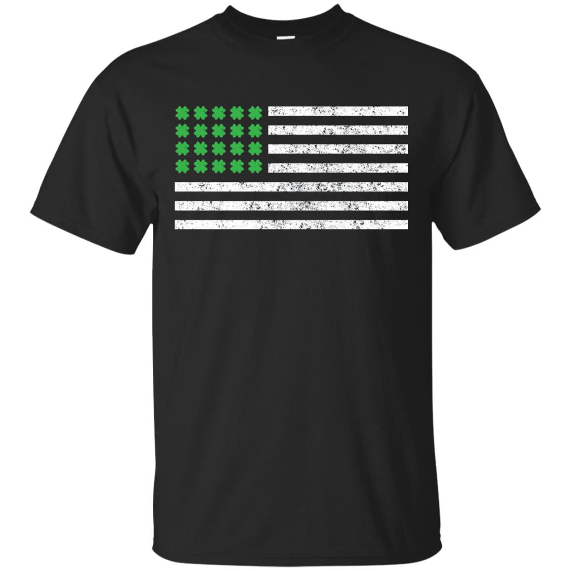 Usa Flag With Irish Shamrock St Patricks Day T-shirt Black