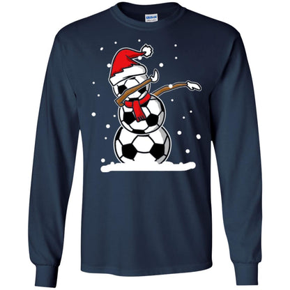 Christmas T-shirt Dabbing Snowman Soccer Navy