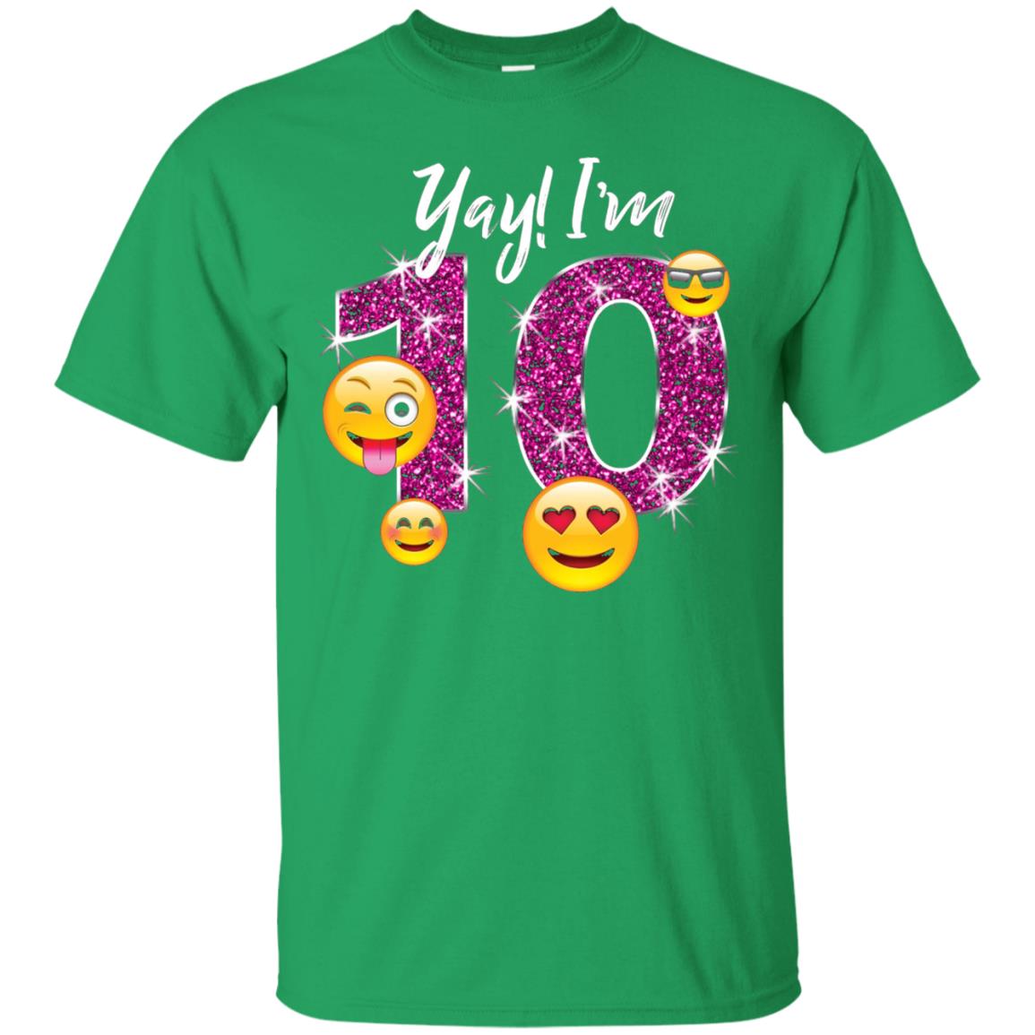 Funny Emoji Birthday 10th Birthday T-shirt Irish Green