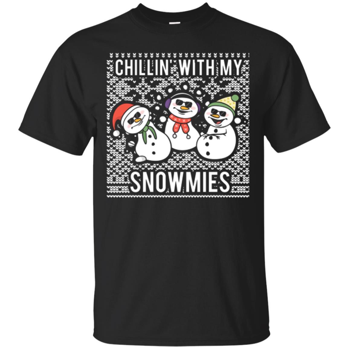 Christmas T-shirt Chillin' With My Snowmies Black