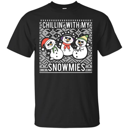 Christmas T-shirt Chillin' With My Snowmies Black