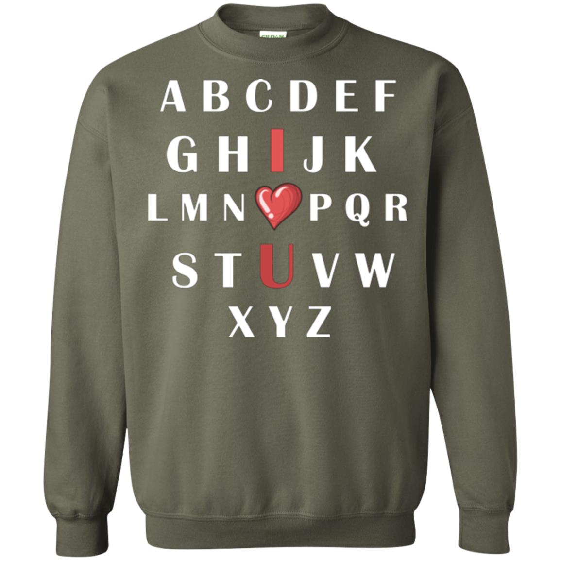 Alphabet I Love You T-shirt Military Green