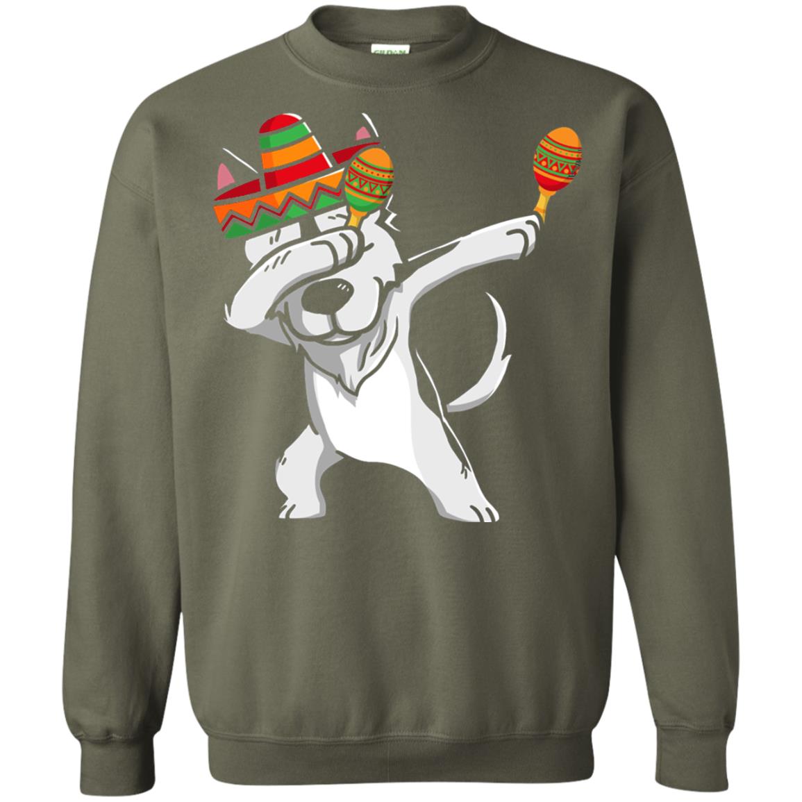 Dabbing Husky Funny Cinco De Mayo T-shirt Military Green
