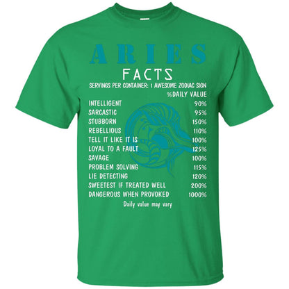 Aries Facts 1 Awesome Zodiac Sign Gift Shirt For Aries Horoscope Irish Green