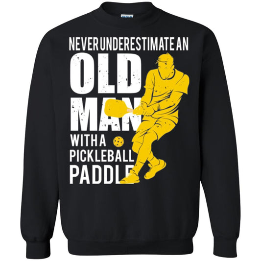 Pickleball T-shirt Never Underestimate Old Man With Pickleball Paddle Black