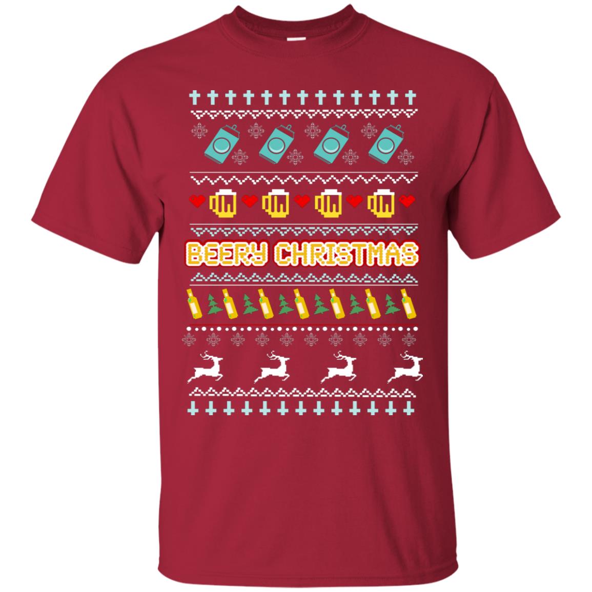 Beery Christmas Merry X-mas Beer Drinking Lovers Gift Shirt Cardinal