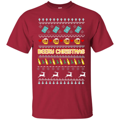 Beery Christmas Merry X-mas Beer Drinking Lovers Gift Shirt Cardinal