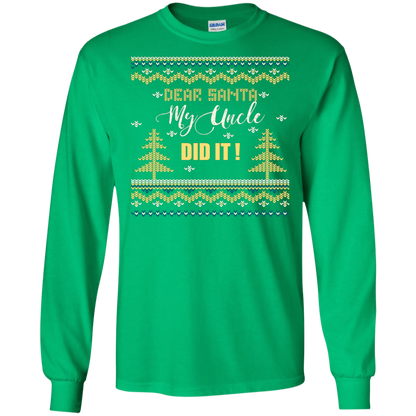 Christmas T-shirt Dear Santa My Uncle Did It Irish Green