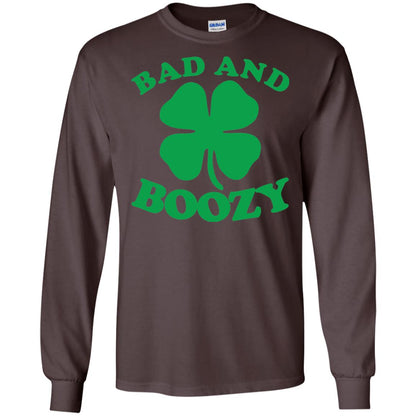 Bad And Boozy Saint Patricks Day T-shirt Dark Chocolate