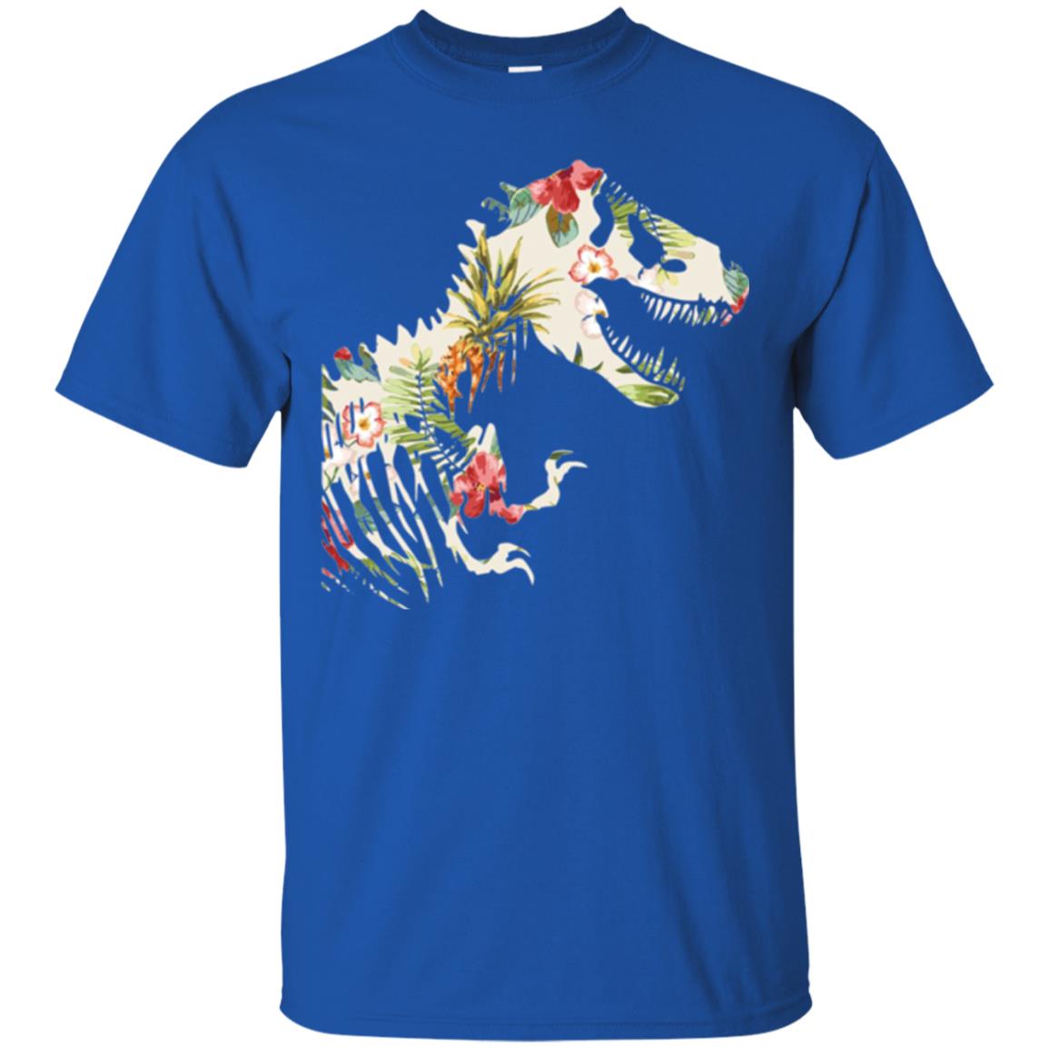 Dinosaur T-shirt Floral Tropical Hawaiian Pattern T Rex Royal