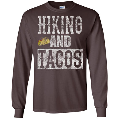 Hiking And Tacos Funny Taco Distressed T-shirt Dark Chocolate