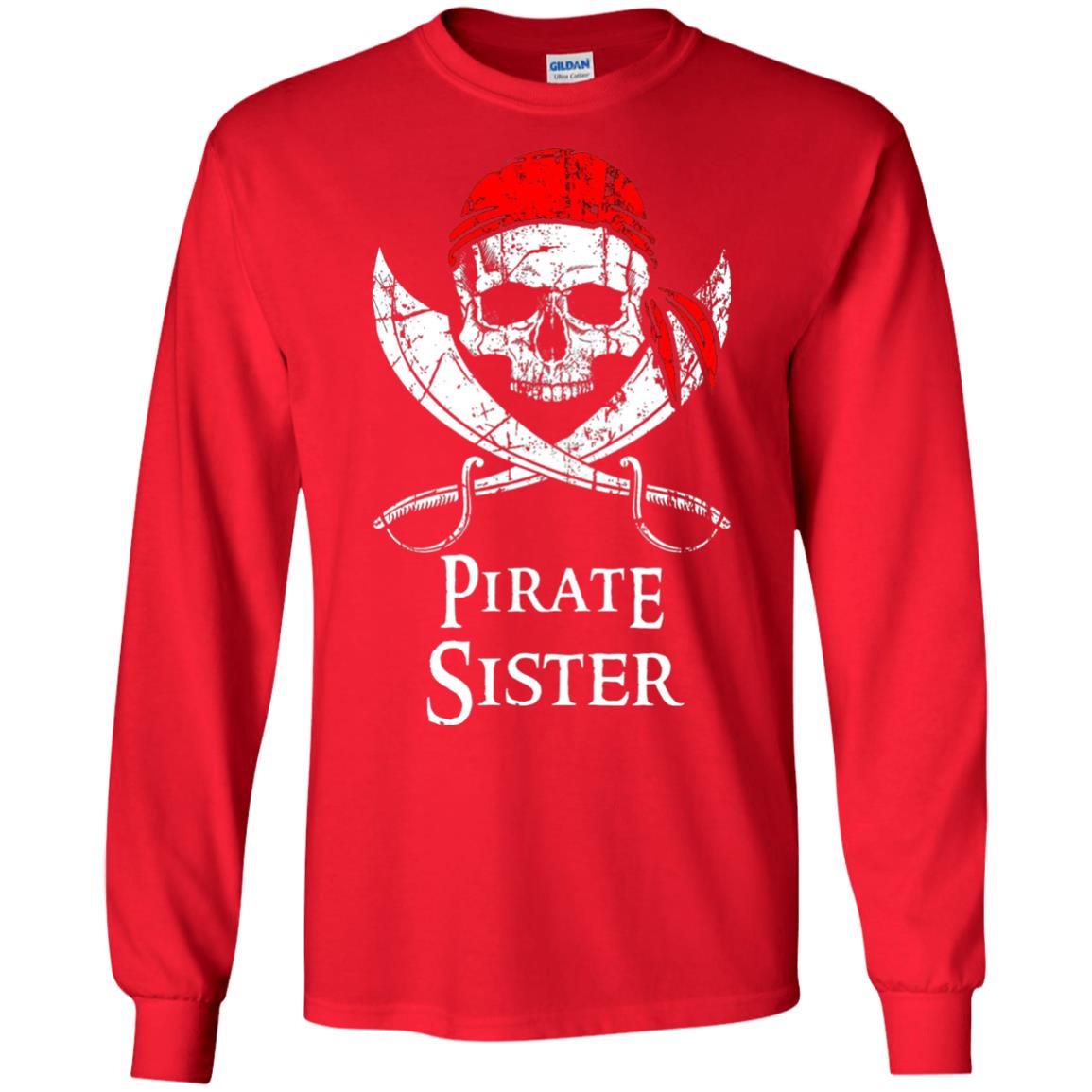 Family T-shirt Pirate Sister Jolly Roger Skull Crossbones Red