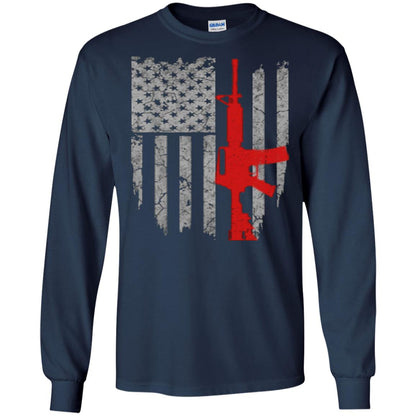Hunting Lover T-shirt Gun Usa Flag Navy