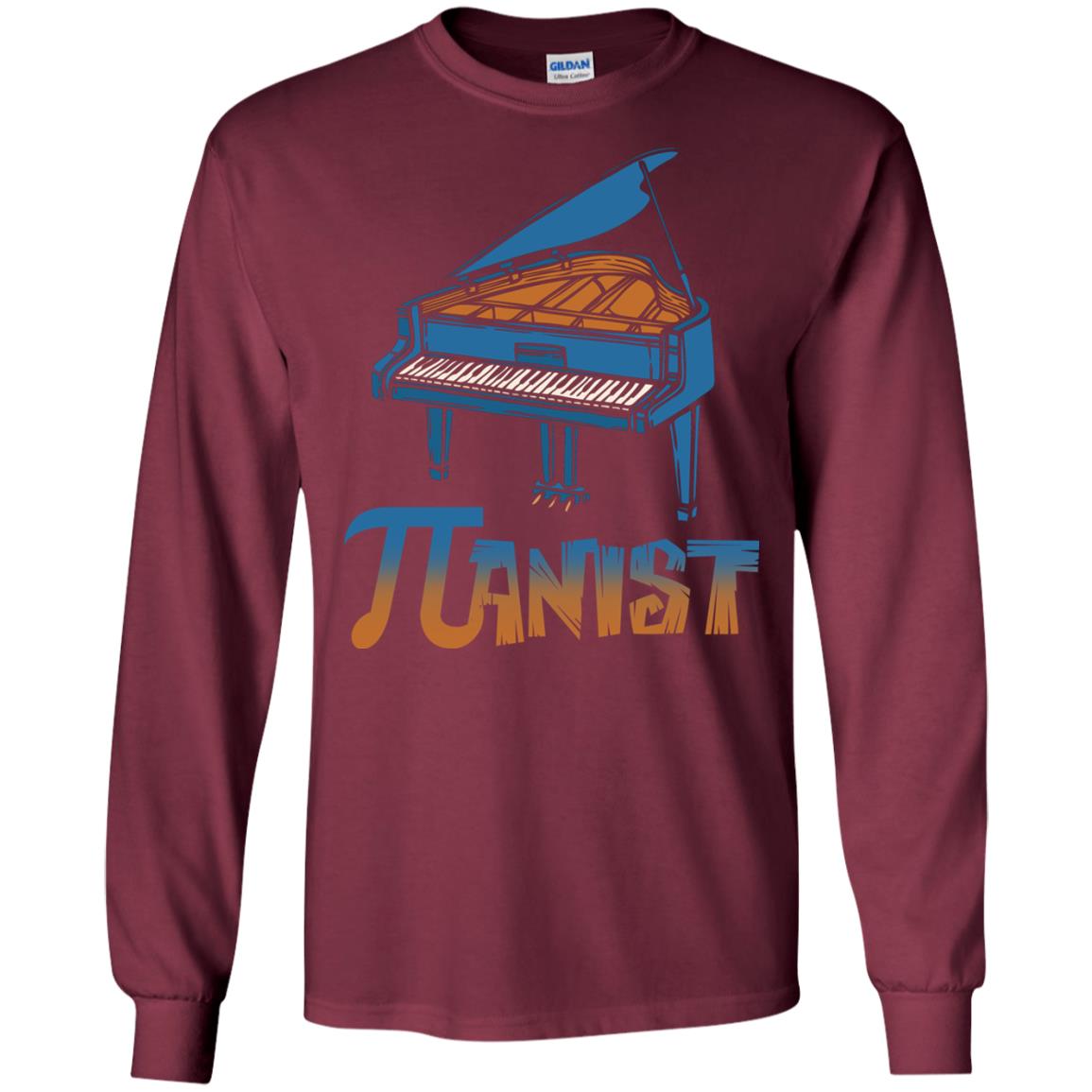 Pianist T-shirt Pi Day With Piano Maroon