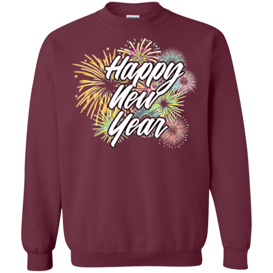 Happy New Year T-shirt Fireworks Maroon