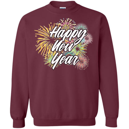 Happy New Year T-shirt Fireworks Maroon