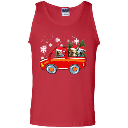 Yorkshire Terrier Dogs On Car Merry Christmas Gift Shirt Red