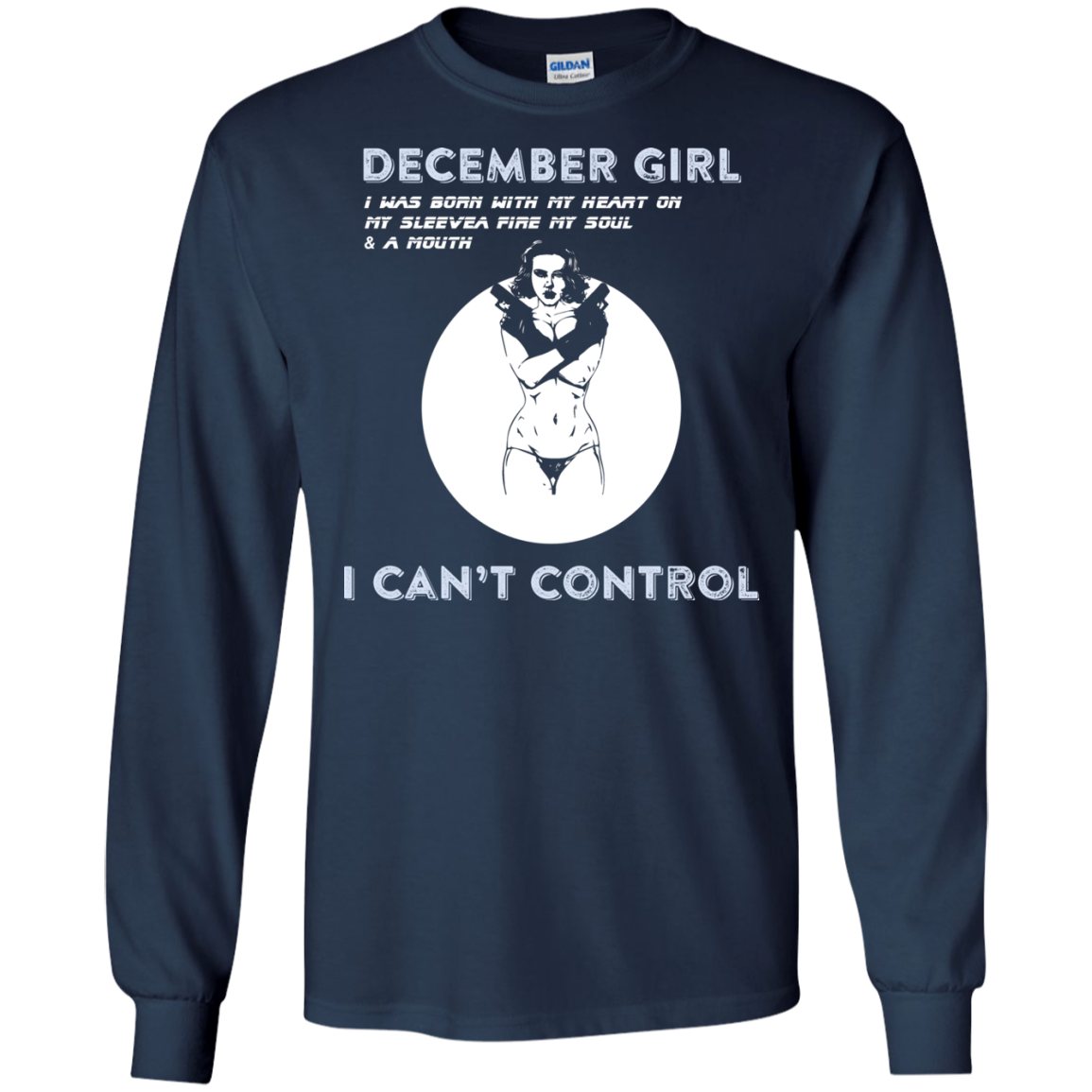 December Girl I Was Born With My Heart T-shirt Navy