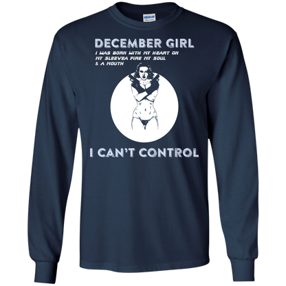 December Girl I Was Born With My Heart T-shirt Navy