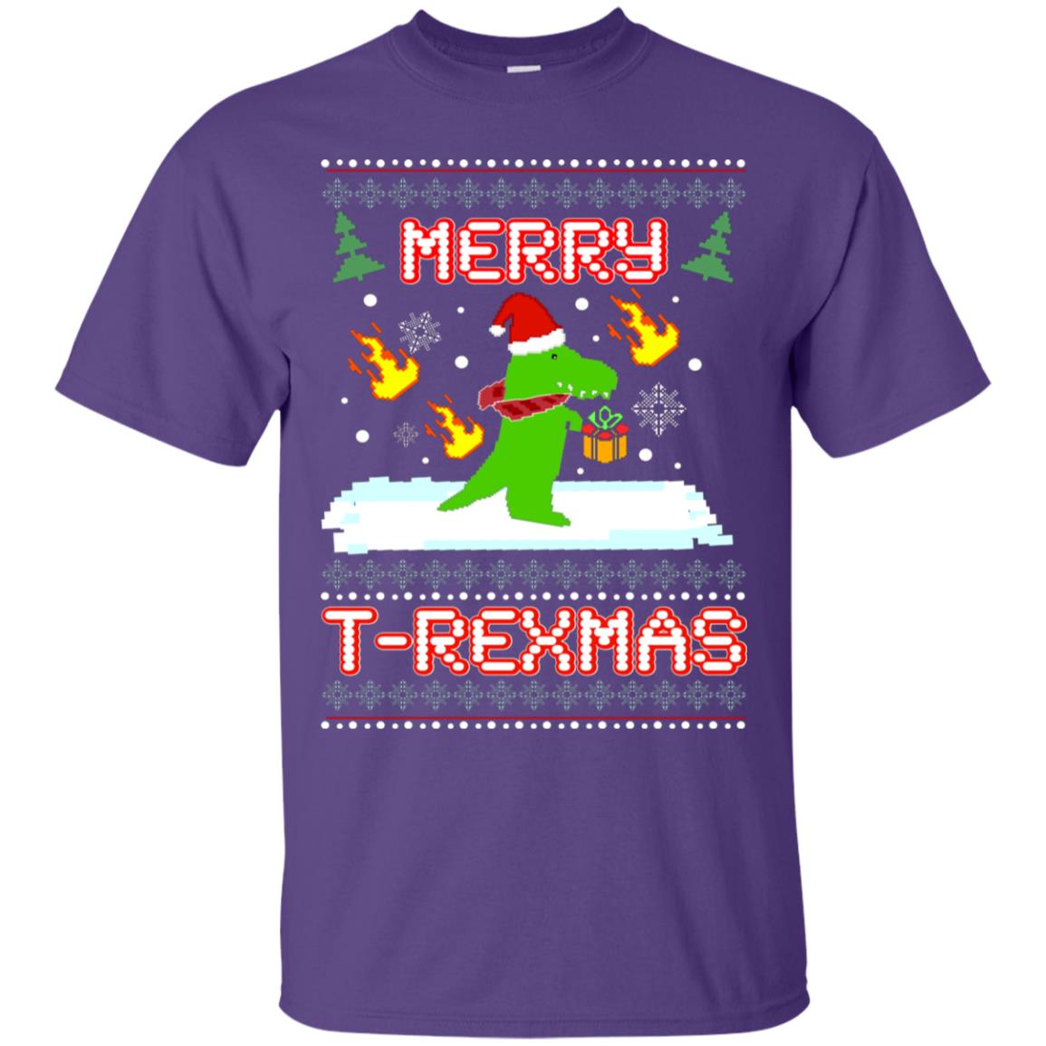 Merry T-rexmas X-mas Dinosaur Saurus Gift Shirt Purple