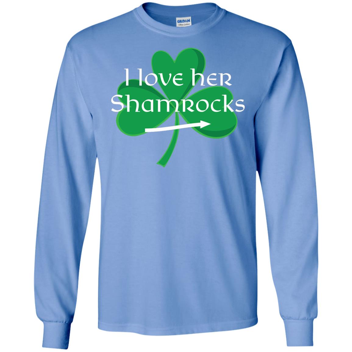 Saint Patrick_s Day T-shirt I Love Her Shamrocks Carolina Blue