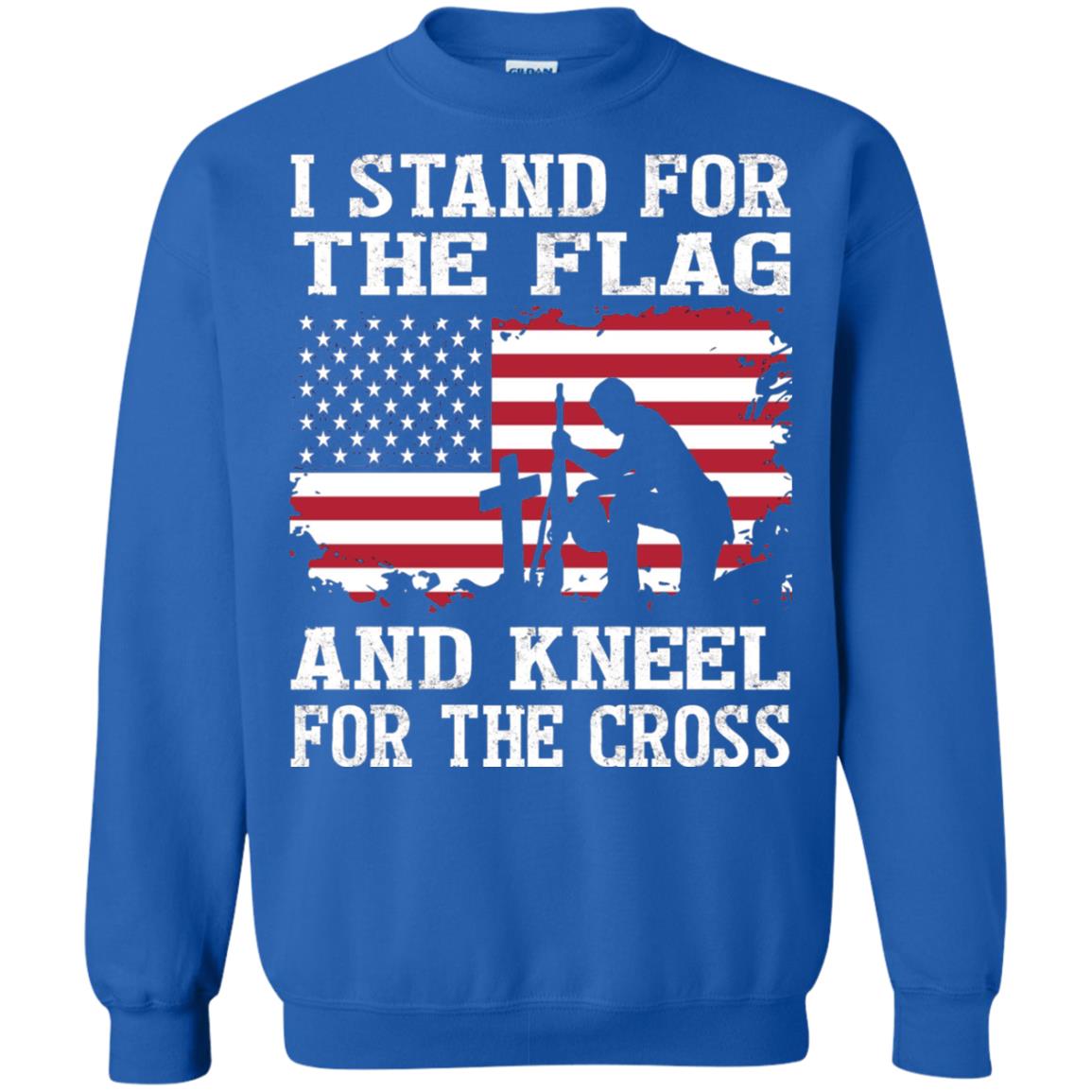 I Stand For The Flag And Kneel For The Cross Military T-shirt Royal
