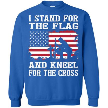 I Stand For The Flag And Kneel For The Cross Military T-shirt Royal