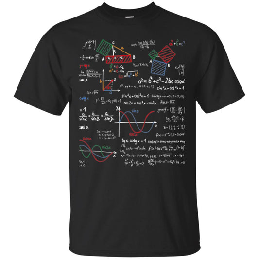 Math Lover T-shirt Formulas Cheat Sheet Black