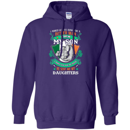 He Sent Me My Son He Sent Me My Daughters Saint Patrick's Day Shirt For Dad Purple
