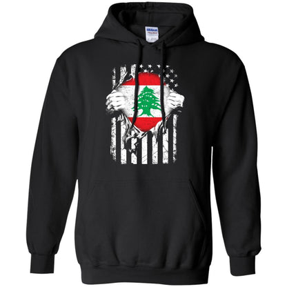 Super Lebanon Hearts American Patriot Flag Lebanese T-shirt Black