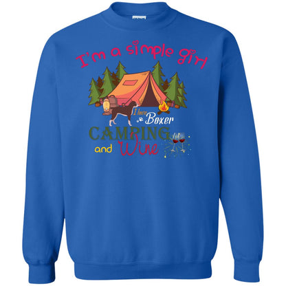 I’m A Simple Girl I Love Boxer Dog Camping And Wine Shirt Royal