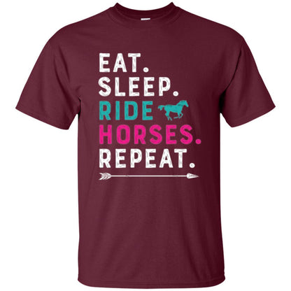 Horseback Riding T-shirt Eat Sleep Ride Horses Repeat Maroon