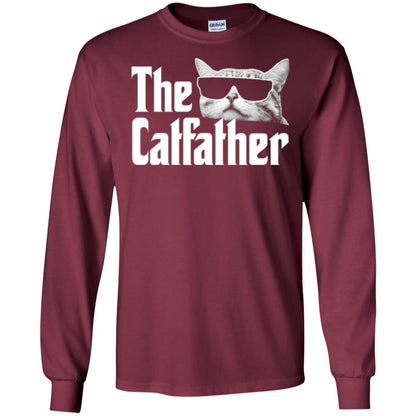 Funny Gift Shirt For Cat Daddy The Catfather T-shirt Maroon