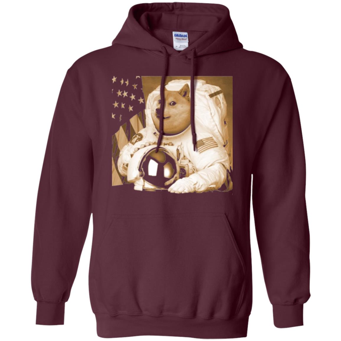 Astronomy T-shirt Dogecoin Moon Astronaut Crypto Maroon