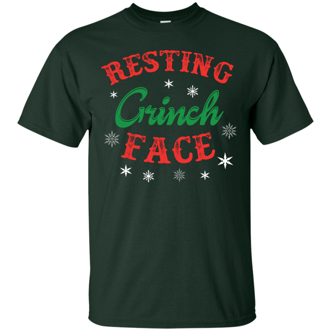Christmas T-Shirt Resting Grinch Face Forest Green