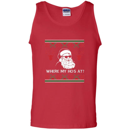 Christmas T-shirt Santa Claus Where My Hos At T-shirt Red