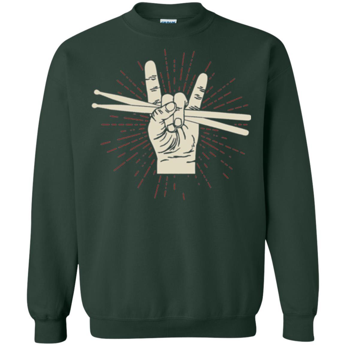 Drummer T-shirt Drumsticks Percussion Rock Forest Green