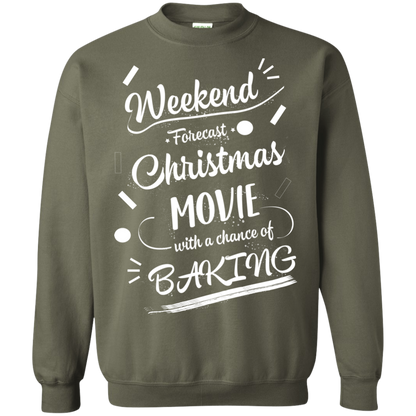 Christmas T-shirt Weekend Forecast Christmas Movie With A Chance Of Baking Military Green