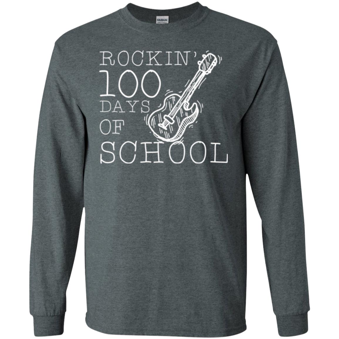 Rockin_ 100 Days Of School Teachers Students T-shirt Dark Heather
