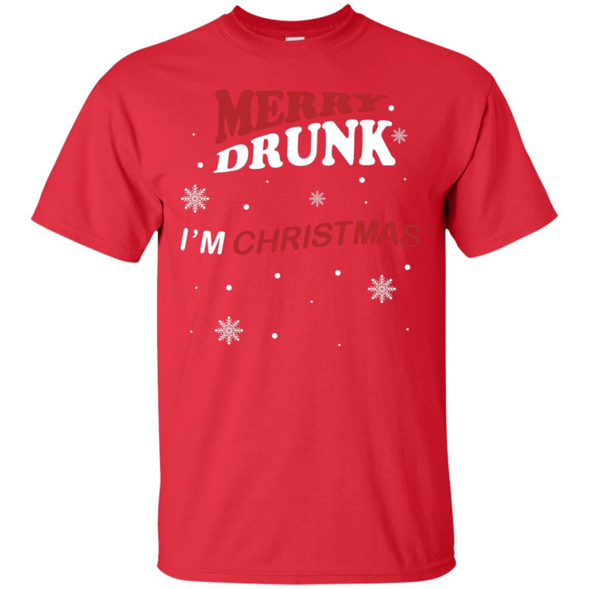 Merry Drunk I'm Christmas I'm Drunk Funny Drunken X-mas Shirt Red