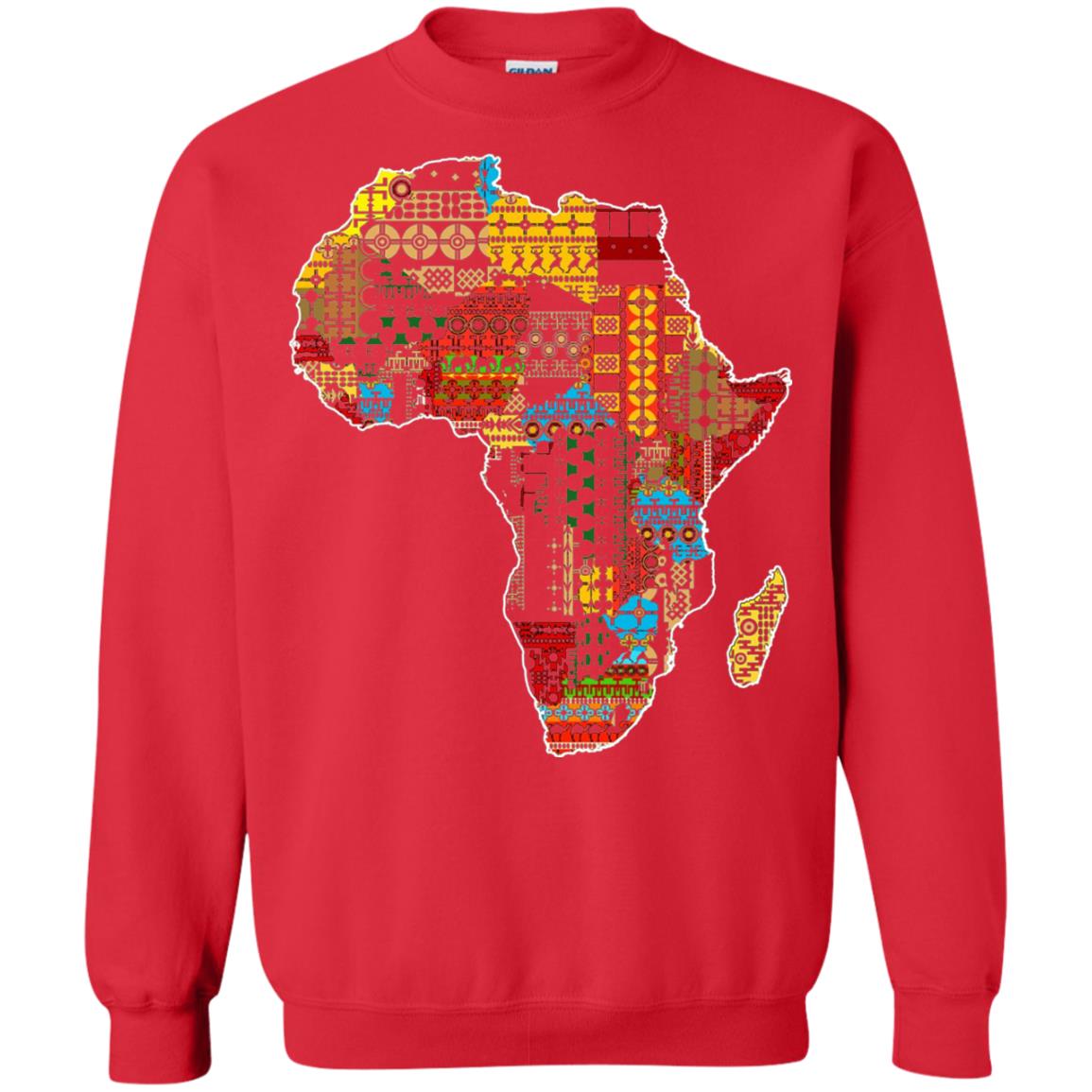 African Pride Traditional Ethnic Pattern Africa Map Shirt Red