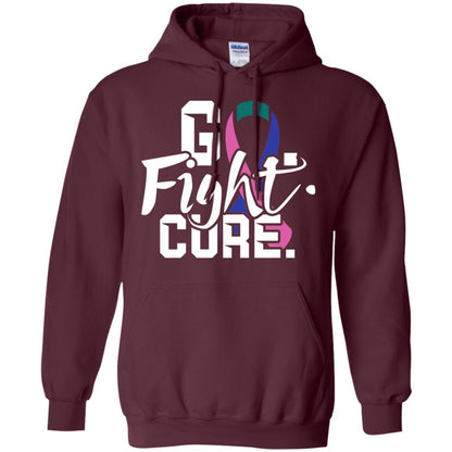 Thyroid Awareness Go Fight Cure Teal Pink Blue Ribbon Shirt Maroon