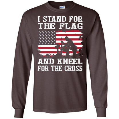 I Stand For The Flag And Kneel For The Cross Military T-shirt Dark Chocolate