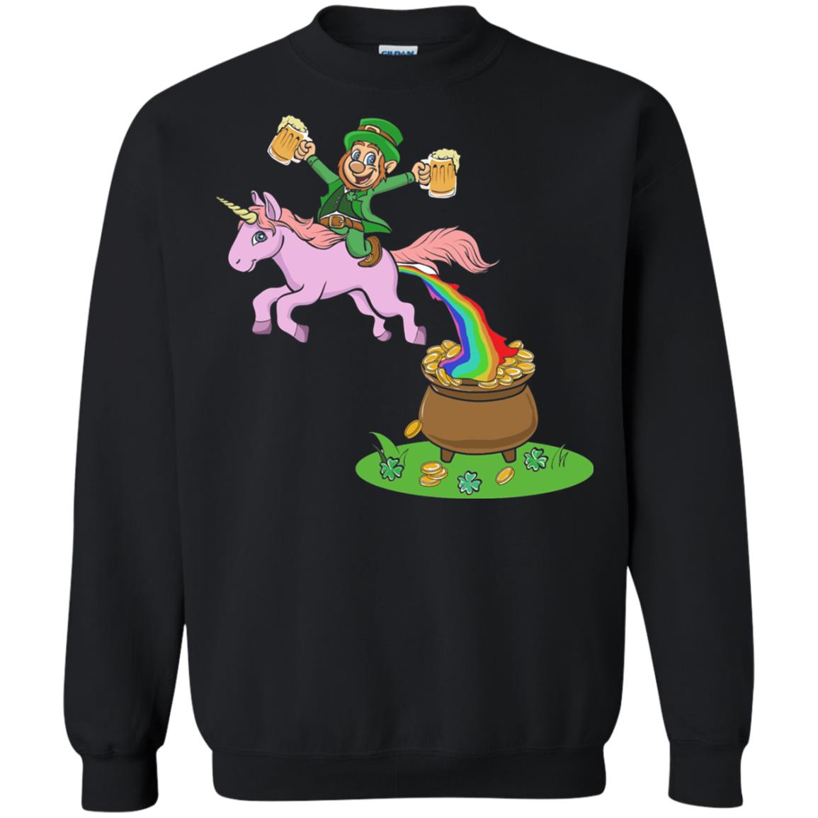 Leprechaun Riding A Unicorn Funny St Patricks Day T-shirt Black