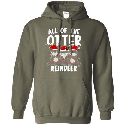 Christmas T-shirt All Of The Otter Reindeer Military Green