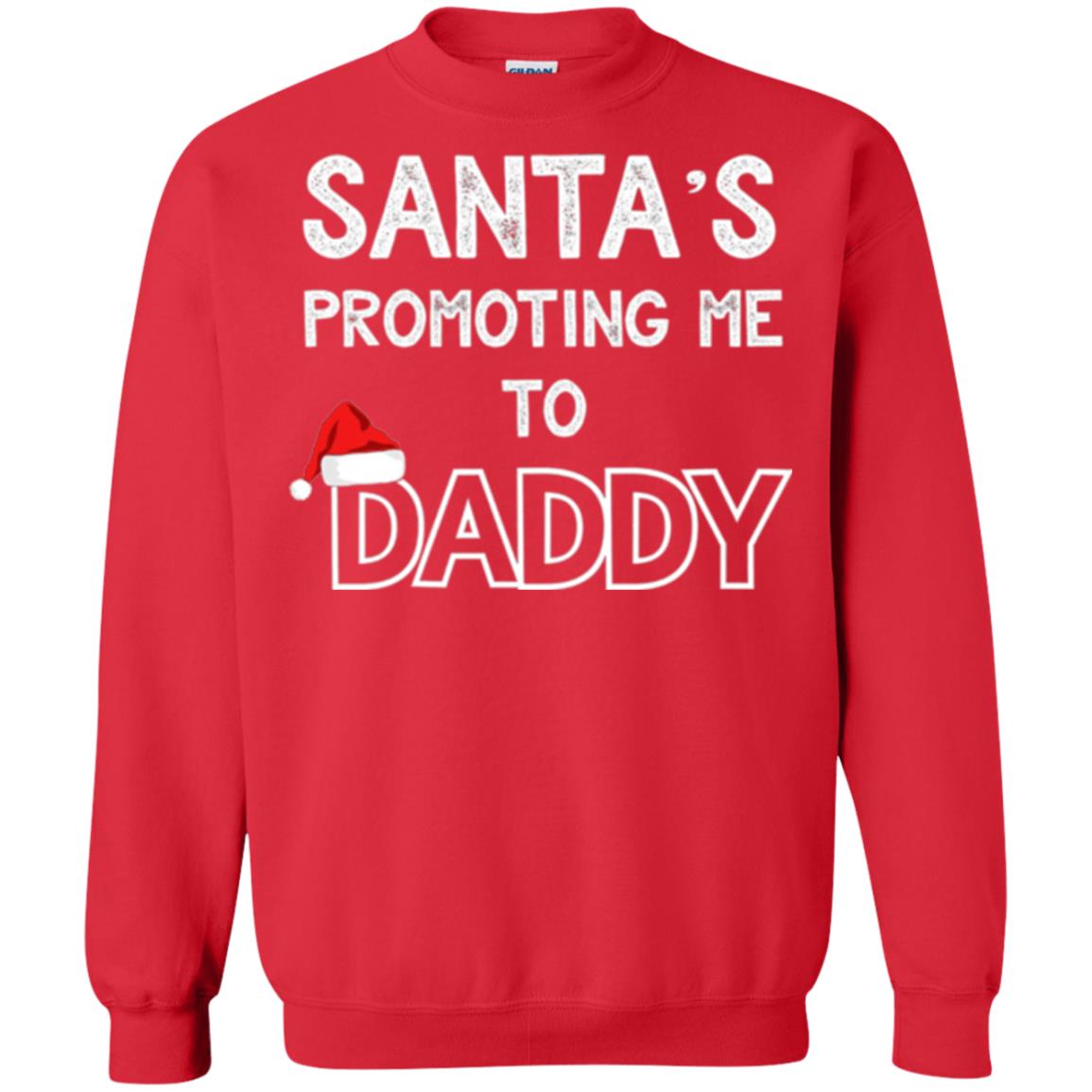Pregnancy Announcement T-shirt Santa Promoting Me To Daddy Red